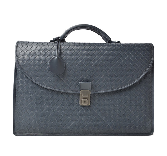 Bottega Veneta Leather Briefcase Navy