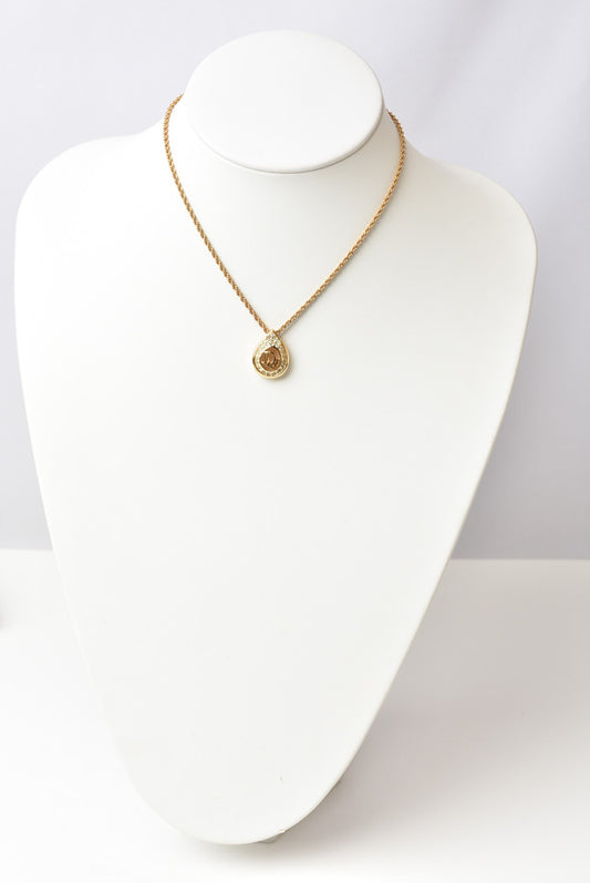 Christian Dior Vintage Logo Teardrop Necklace