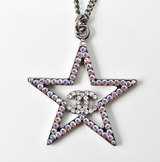 Chanel Necklace Pendant Star Motif CC Silver