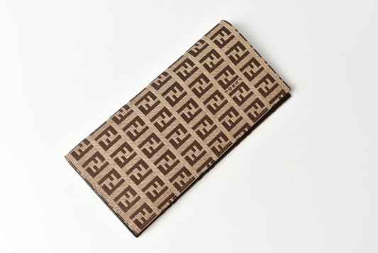 Fendi Men's Long Wallet FF Logo Beige/Brown