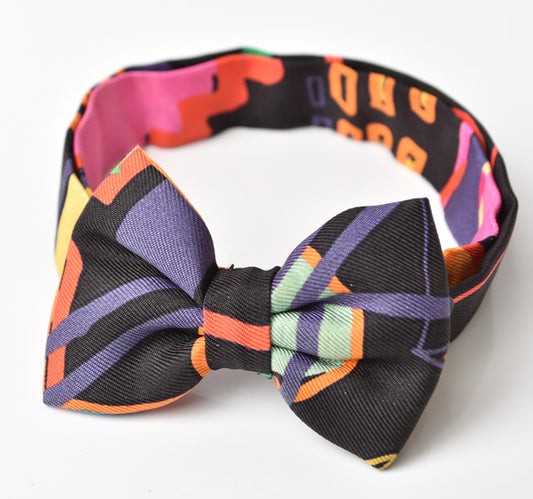 Hermes Silk Bow Tie Black/Purple