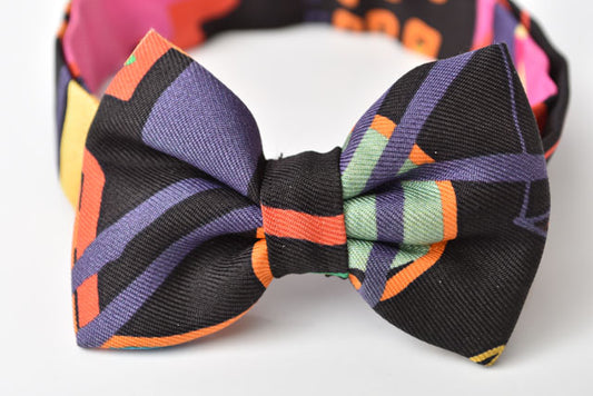 Hermes Silk Bow Tie Black/Purple