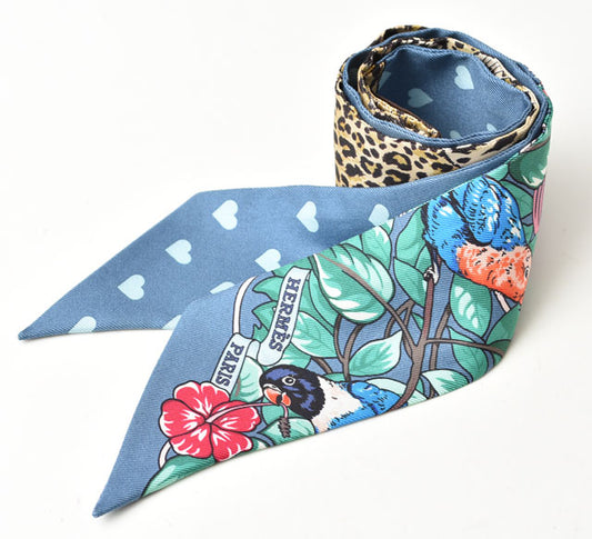 Hermes Silk Twilly Scarf Blue Multi