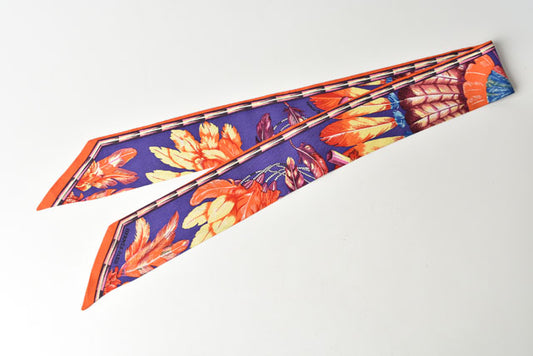 Hermes Silk Twilly Scarf Purple/Orange