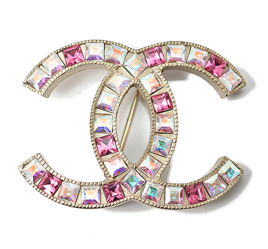 Chanel Brooch Rhinestone Pink/Gold