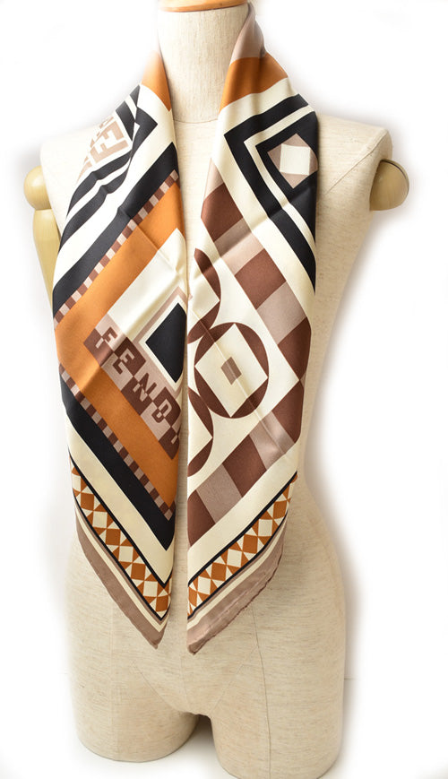 Fendi Silk Scarf Brown/Beige