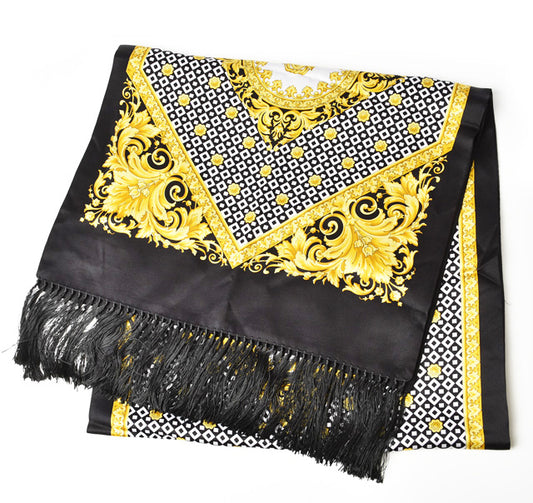 Versace Reversible Silk Wool Scarf Black/Gold