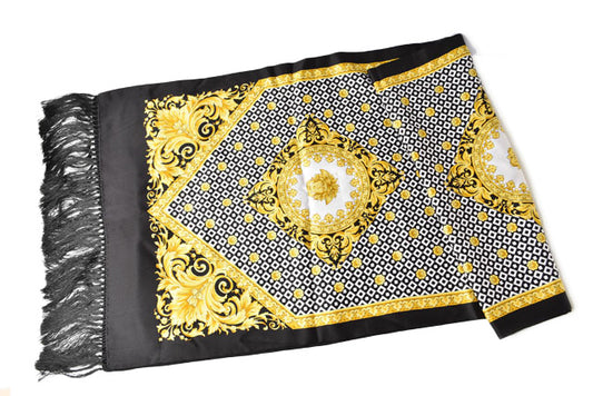 Versace Reversible Silk Wool Scarf Black/Gold