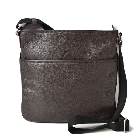 Loewe Leather Messenger Bag Dark Brown