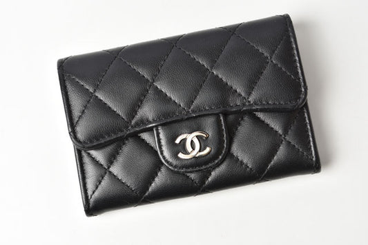 Chanel Lambskin Coin/Card Case Black/Bordeaux