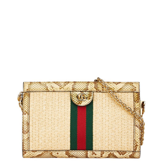 Gucci Ophidia Raffia Python Chain Shoulder Bag