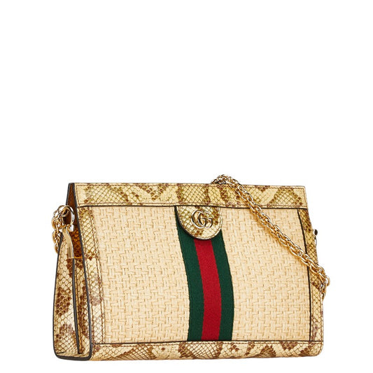 Gucci Ophidia Raffia Python Chain Shoulder Bag