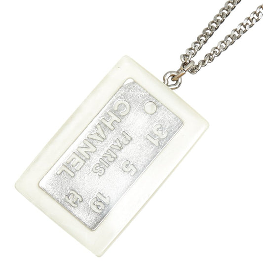 Chanel Cambon Plate Necklace Silver