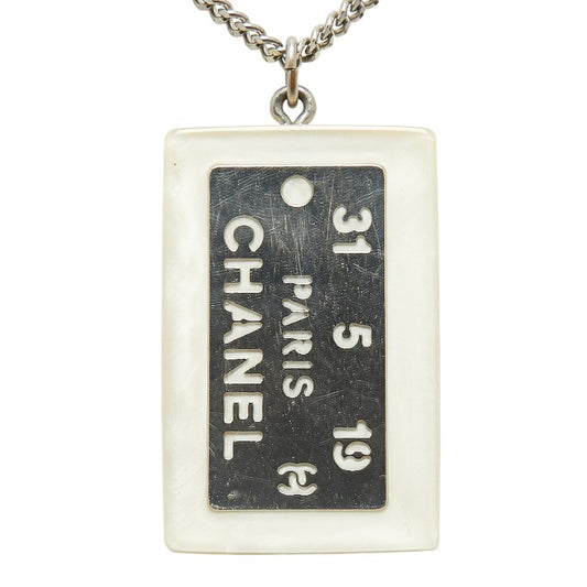 Chanel Cambon Plate Necklace Silver