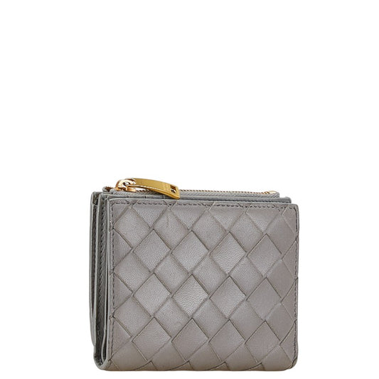 Bottega Veneta Leather Bifold Wallet Grey