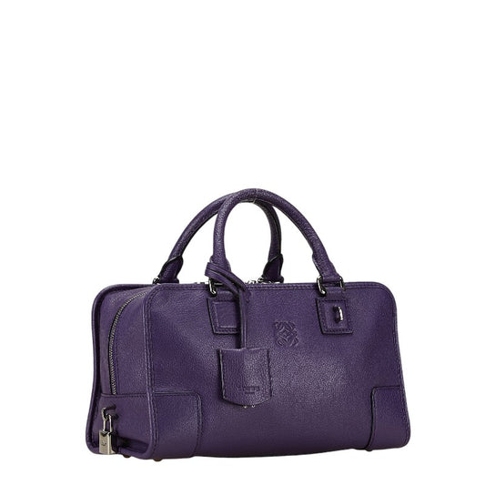 Loewe Amazona 28 Handbag Purple Leather