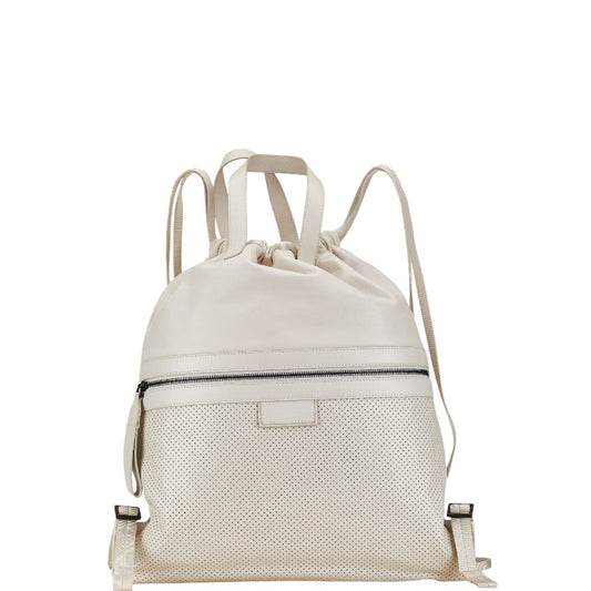 Bottega Veneta Leather Punching Backpack Ivory