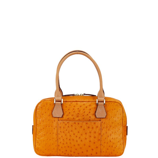 Renoma Ostrich Leather Mini Boston Handbag Orange