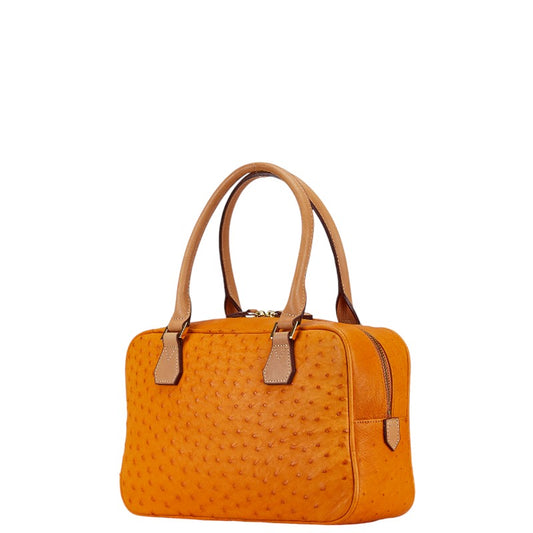 Renoma Ostrich Leather Mini Boston Handbag Orange