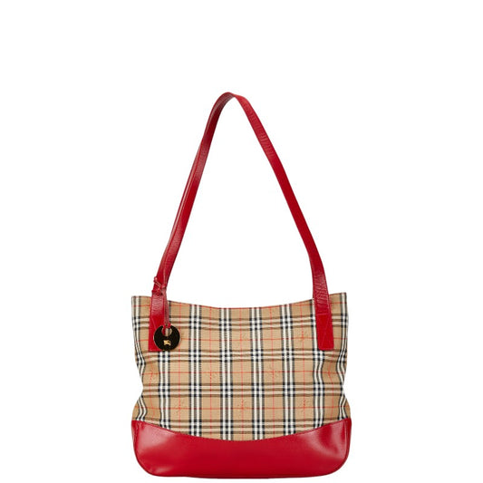 Burberry Nova Check Shadow Horse Canvas Leather Tote Bag