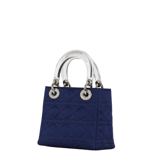 Dior Lady Dior Rhinestone Handbag Navy Satin