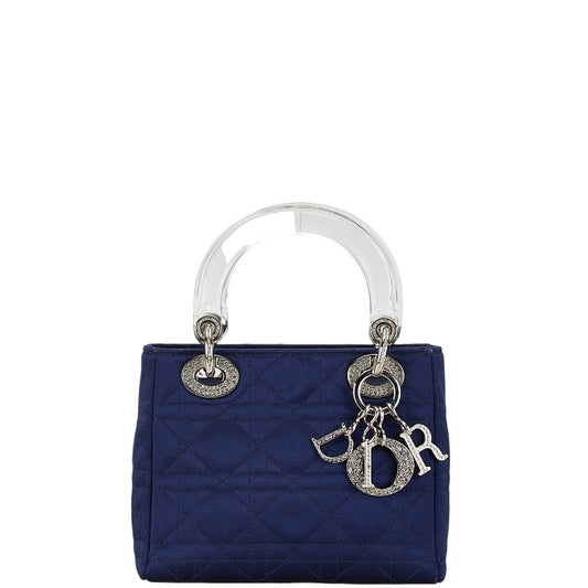 Dior Lady Dior Rhinestone Handbag Navy Satin