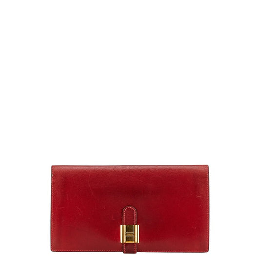 Hermes Red Box Calf Long Wallet