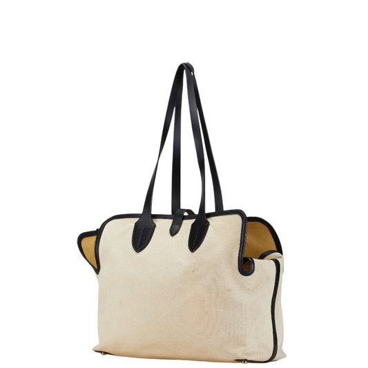 Burberry Canvas Leather Logo Tote Bag