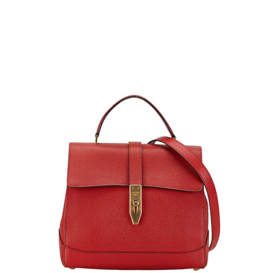 Celine Leather 2WAY Handbag Shoulder Bag Red