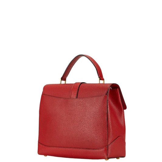 Celine Leather 2WAY Handbag Shoulder Bag Red