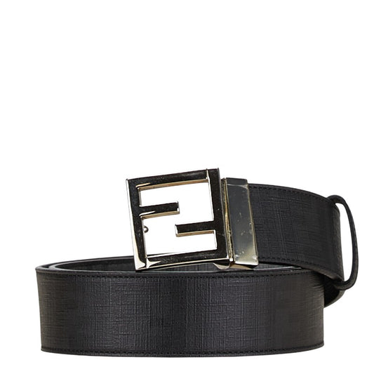 Fendi Leather Zucca Logo Buckle Belt