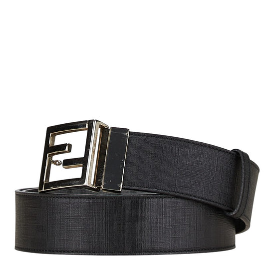 Fendi Leather Zucca Logo Buckle Belt