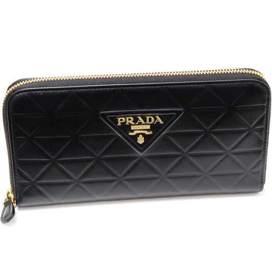 Prada Soft Calf Zip Around Wallet Black