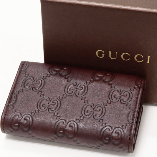 Gucci Key Case Logo Plate Dark Brown