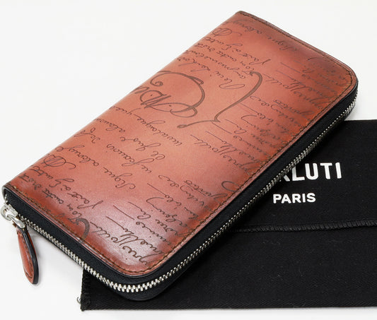 Berluti Caligraphy Itauba Neo Long Zip Wallet Brown