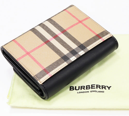 Burberry Trifold Wallet Black Beige 80579761