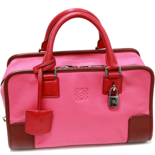 Loewe Amazona 28 Goat Skin Handbag Pink Bordeaux