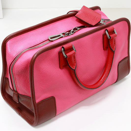 Loewe Amazona 28 Goat Skin Handbag Pink Bordeaux