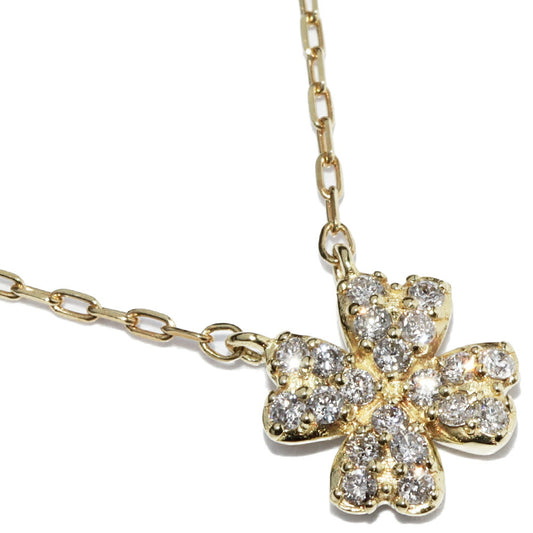 K18YG Diamond Clover Pendant Necklace