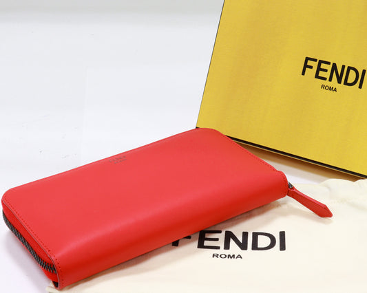 Fendi Bugs Monster Red Leather Wallet