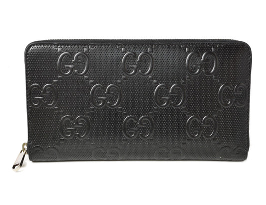 Gucci Leather Zip Wallet GG Embossed