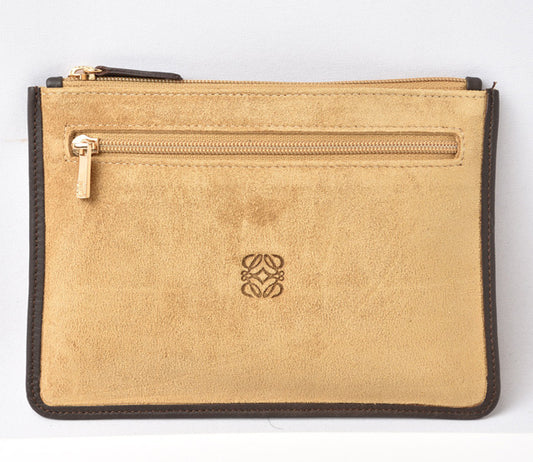 Loewe Leather Clutch Pouch Beige/Brown