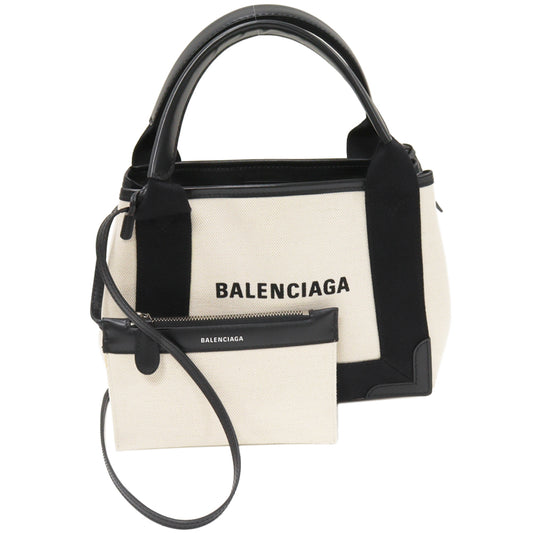 Balenciaga Canvas Calfskin 2WAY Tote Bag Beige Black