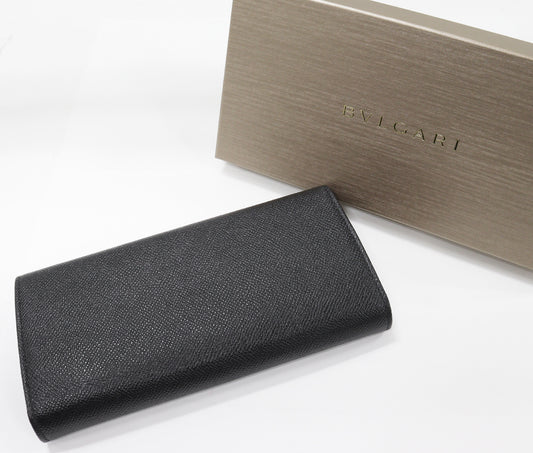 Bvlgari Grain Calf Long Wallet Black