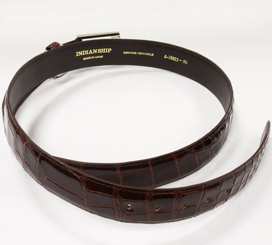 Men's Crocodile Leather Belt Brown