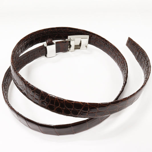 Men's Crocodile Belt Brown SS Buckle