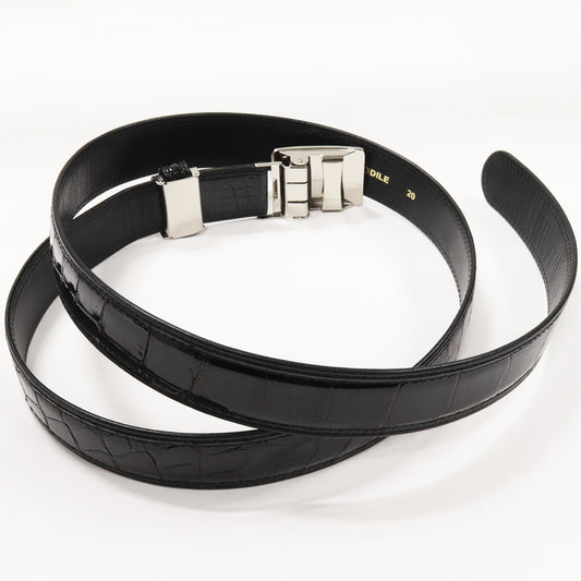 Men's Crocodile Leather Belt Black