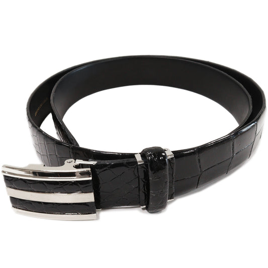 Men's Crocodile Belt Black SS Buckle