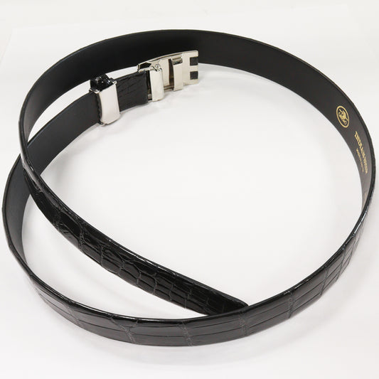 Men's Crocodile Belt Black SS Buckle