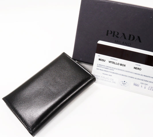 Prada 6 Key Case Vitel Box Nero M25U